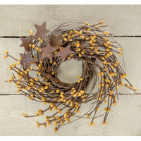 Old Gold Pip & Star Twig Wreath, 10"