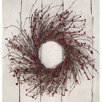 Bell & Burgundy Twig Wreath