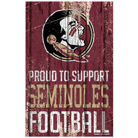 Florida State Seminoles Sign 11x17 Wood Proud to Support Design - Special Order