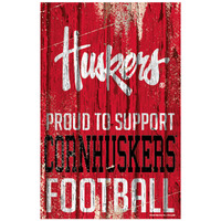 Nebraska Cornhuskers Sign 11x17 Wood Proud to Support Design