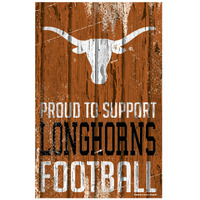 Texas Longhorns Sign 11x17 Wood Proud to Support Design