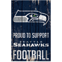 Seattle Seahawks Sign 11x17 Wood Proud to Support Design