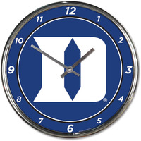 Duke Blue Devils Clock Round Wall Style Chrome