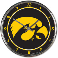 Iowa Hawkeyes Round Chrome Wall Clock