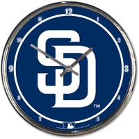 San Diego Padres Clock Round Wall Style Chrome