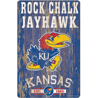 Kansas Jayhawks Sign 11x17 Wood Slogan Design