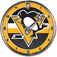 Pittsburgh Penguins Round Chrome Wall Clock