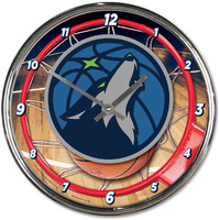Minnesota Timberwolves Clock Round Wall Style Chrome