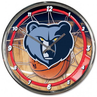 Memphis Grizzlies Clock Round Wall Style Chrome