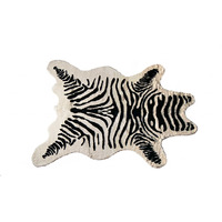 63" X 90" Zebra Black And White Print Area Rug