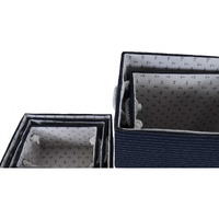 13.5" X 17" X 22.5" Blue Fabric Basket With Bow  Decoration Set Of 5