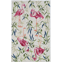 3'X5' Ivory Pink Hand Hooked Flamingo Indoor Area Rug