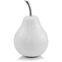 White Coated Mini Pear Shaped Aluminum Accent Home Decor