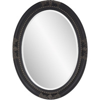 Oval Antiqued Black Wood Frame Mirror