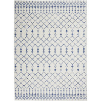 6 X 9 Ivory And Blue Berber Pattern Area Rug