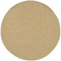 8 Round Solid Sand Beige Indoor Outdoor Area Rug