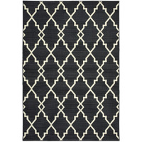 7X10 Black And Ivory Trellis Indoor Outdoor Area Rug