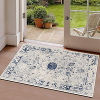 2 X 3 Navy Blue Distressed Floral Scatter Rug