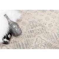 2 X 8 Ivory Distressed Ikat Pattern Runner Rug