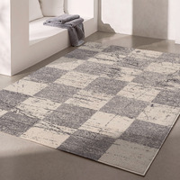 8 X 11 White And Gray Checkered Area Rug