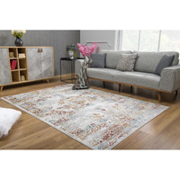 4 X 6 Gray And Beige Distressed Ornate Area Rug