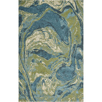 3' X 5' Teal Abstract Waves Area Rug