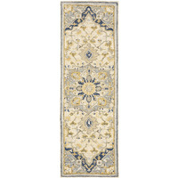 3'X8' Blue And Ivory Bohemian Runner Rug
