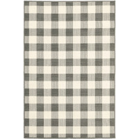 9X13 Gray And Ivory Gingham Indoor Outdoor Area Rug