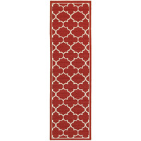 2X8 Red And Ivory Trellis Indoor Outdoor Runner Rug