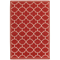 8X11 Red And Ivory Trellis Indoor Outdoor Area Rug