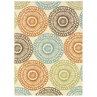7X10 Beige And Blue Medallion Indoor Outdoor Area Rug
