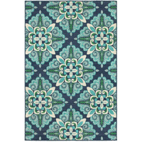 2X3 Blue And Green Floral Indoor Outdoor Scatter Rug