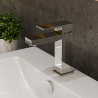 ALFI brand AB1229-PC Polished Chrome Square Single Lever Bathroom Faucet