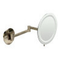 ALFI brandBM9WLED-BNrushed Nickel Wall Mount Round 9" 5x Magnifying Cosmetic Mirror with Light