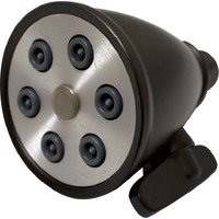 Showerhaus Small Round Showerhead with 6 Spray Jets - Solid Brass Construction with Adjustable Ball Joint