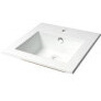 ALFI brand ABC801 White 17" Square Drop In Ceramic Sink with Faucet Hole
