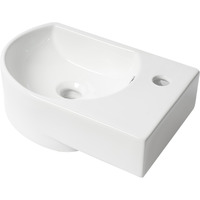 ALFI brand ABC119 White 16" Small Wall Mounted Ceramic Sink with Faucet Hole