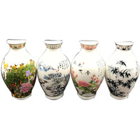 Set Of 4 Chinese Style Refrigerator Magnet Ceramics Colorful Landscape Pattern