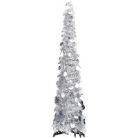 vidaXL Pop-up Artificial Christmas Tree Silver 4 ft PET