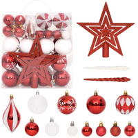 vidaXL 64 Piece Christmas Bauble Set Red and White