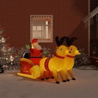 vidaXL Christmas Inflatable Santa and Reindeer Decoration LED 51.2"