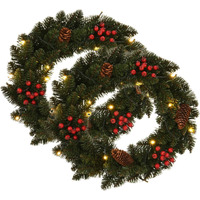 vidaXL Christmas Wreaths 2 pcs with Decoration Green 1 ft