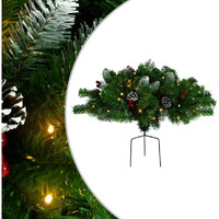 vidaXL Artificial Pathway Christmas Tree with LEDs Green 15.7" PVC