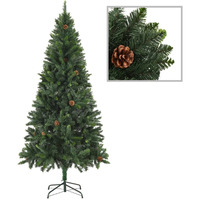 vidaXL Artificial Christmas Tree with Pine Cones Green 6 ft