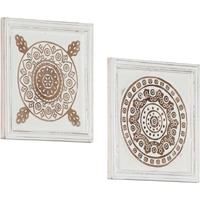 vidaXL Hand-Carved Wall Panels 2 pcs MDF 15.7"x15.7"x0.6"