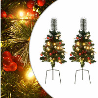 vidaXL Artificial Pathway Christmas Trees with LEDs 2 pcs 29.9" PVC