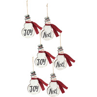 Joy and Noel Snowman Ornament (Set of 6)