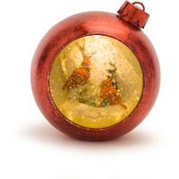 Lighted Musical Snow Globe Cardinals Ornament