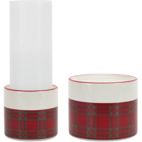 Ceramic Plaid Candle Holder (Set of 2)