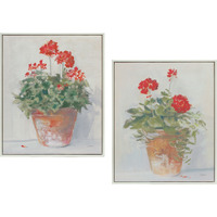 Framed Potted Geranium Print (Set of 2)